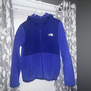 Blue north face hooded jacket